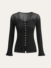 Mesh Panel Ribbed Knit Top